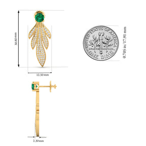 Maurya Autumn Leaves Emerald Push Back Earrings with Diamonds