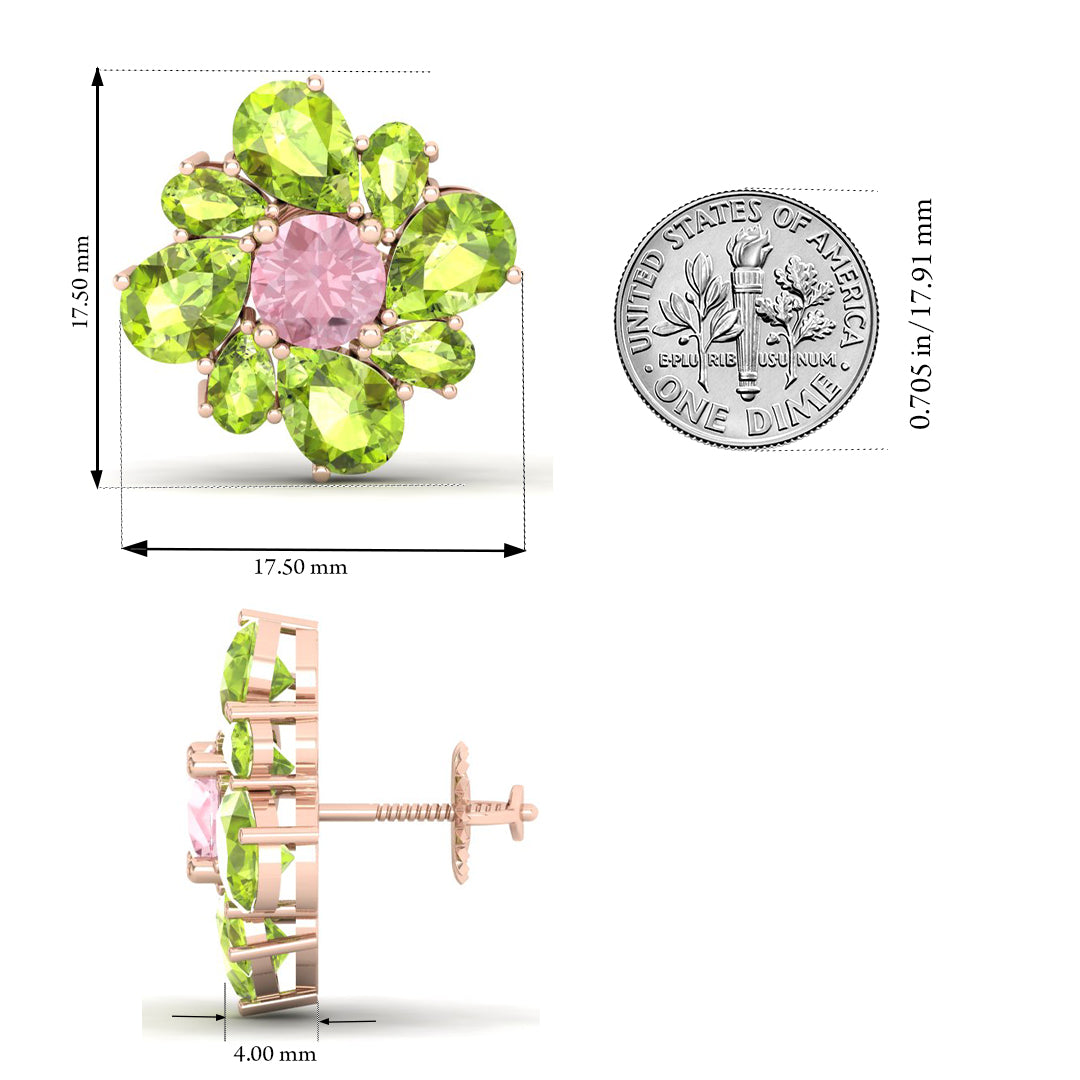 Maurya Color Strokes Peridot Stud Earrings with Morganite