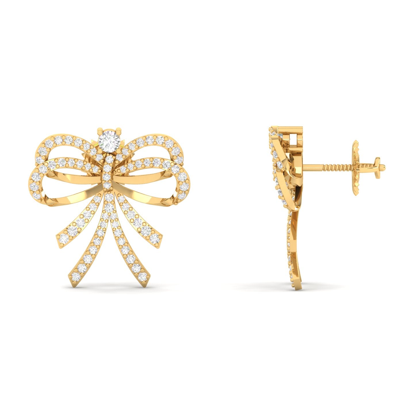 Maurya Bow-Style Bonsela Push Back Earrings with Diamonds