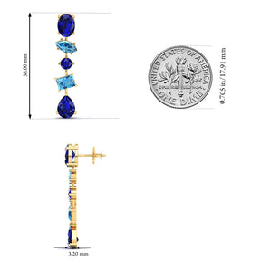 Maurya Crystals Drop Earrings with Sapphire and Topaz