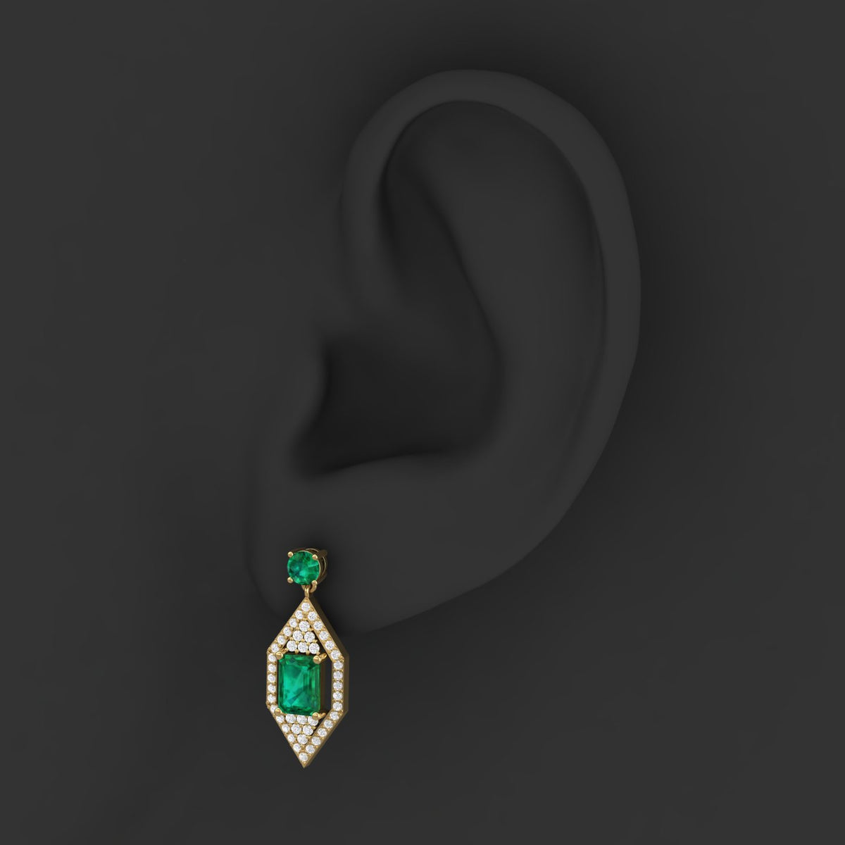 Maurya Emeralds Hermosa Dangle Earrings with Diamonds