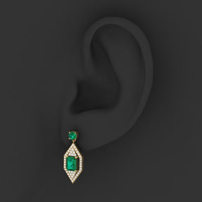 Maurya Emeralds Hermosa Dangle Earrings with Diamonds