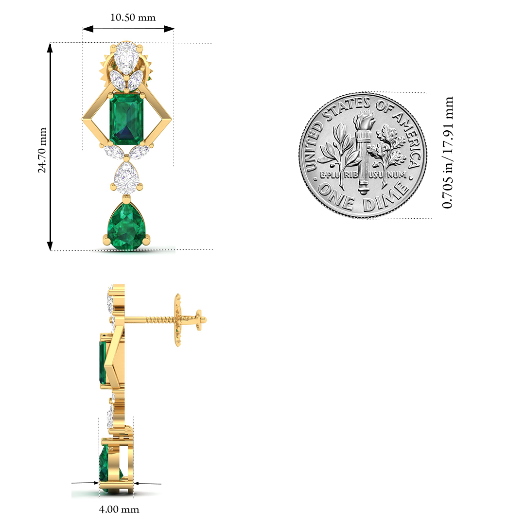 Maurya Emerald and Diamonds Artemis Drop Earrings