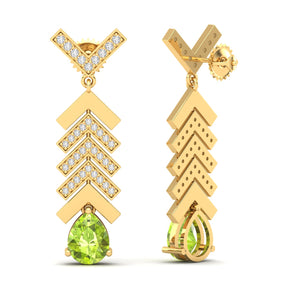 Maurya Emerald Fleche Dangle Earrings with Diamonds