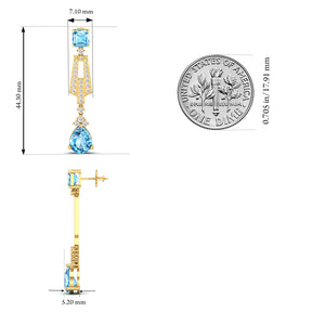 Maurya Blue Topaz Pendulum Drop Earrings with Diamonds