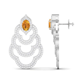 Maurya Feng Push Back Earrings with Citrine and Diamonds