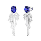 Maurya Blue Topaz Pyre Fashion Earrings with Pave Set Diamonds