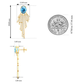 Maurya Blue Topaz Pyre Fashion Earrings with Pave Set Diamonds