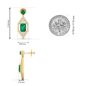 Maurya Emeralds Hermosa Dangle Earrings with Diamonds