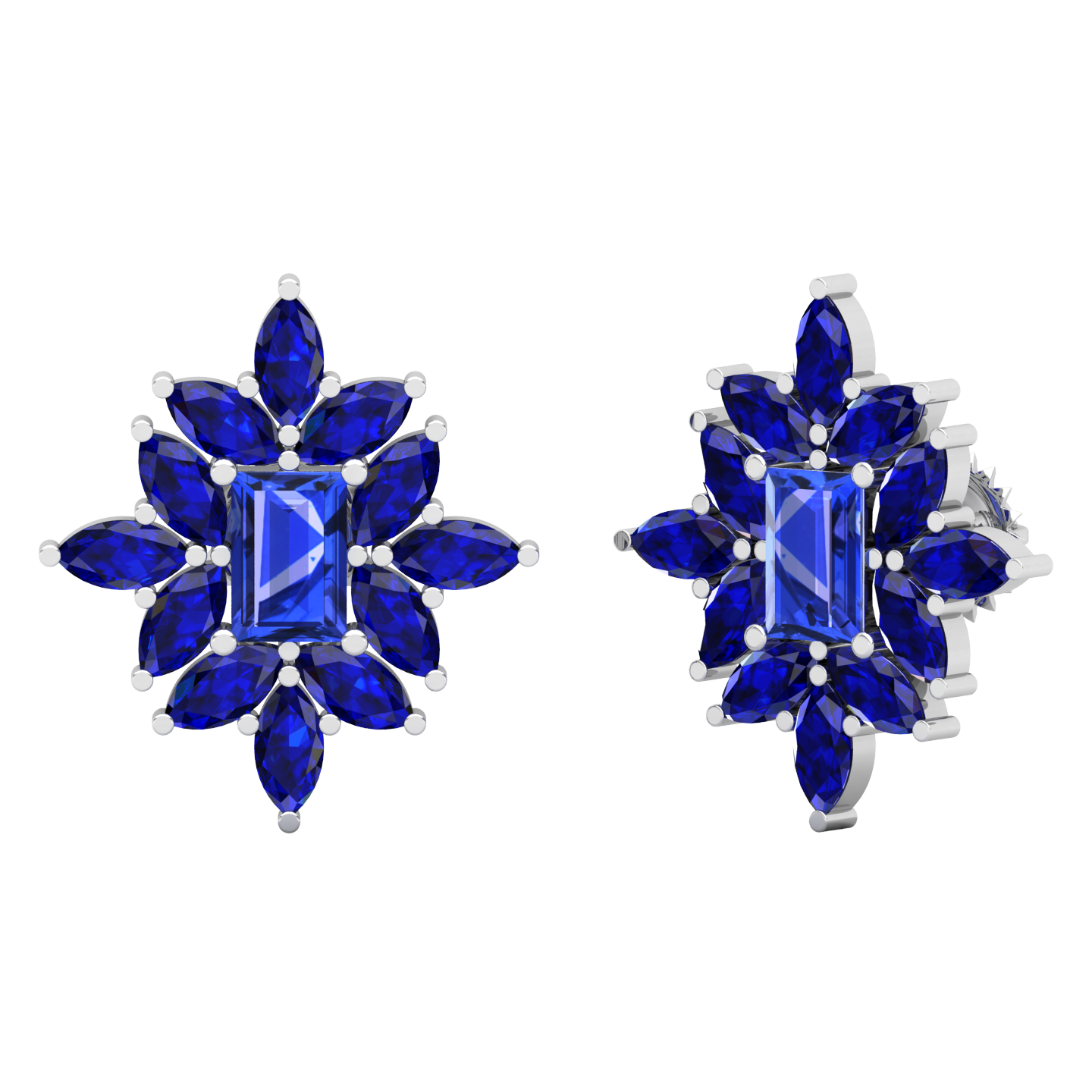 Maurya Citrine and Blue Sapphires Petals Push Back Earrings