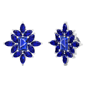 Maurya Citrine and Blue Sapphires Petals Push Back Earrings