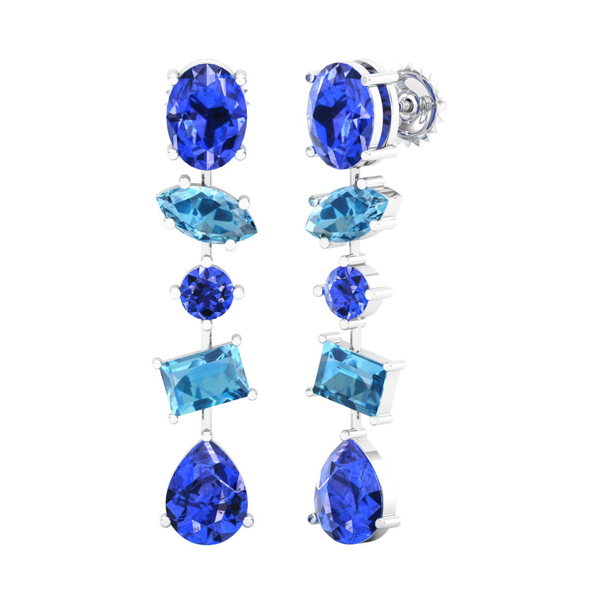 Maurya Crystals Drop Earrings with Sapphire and Topaz