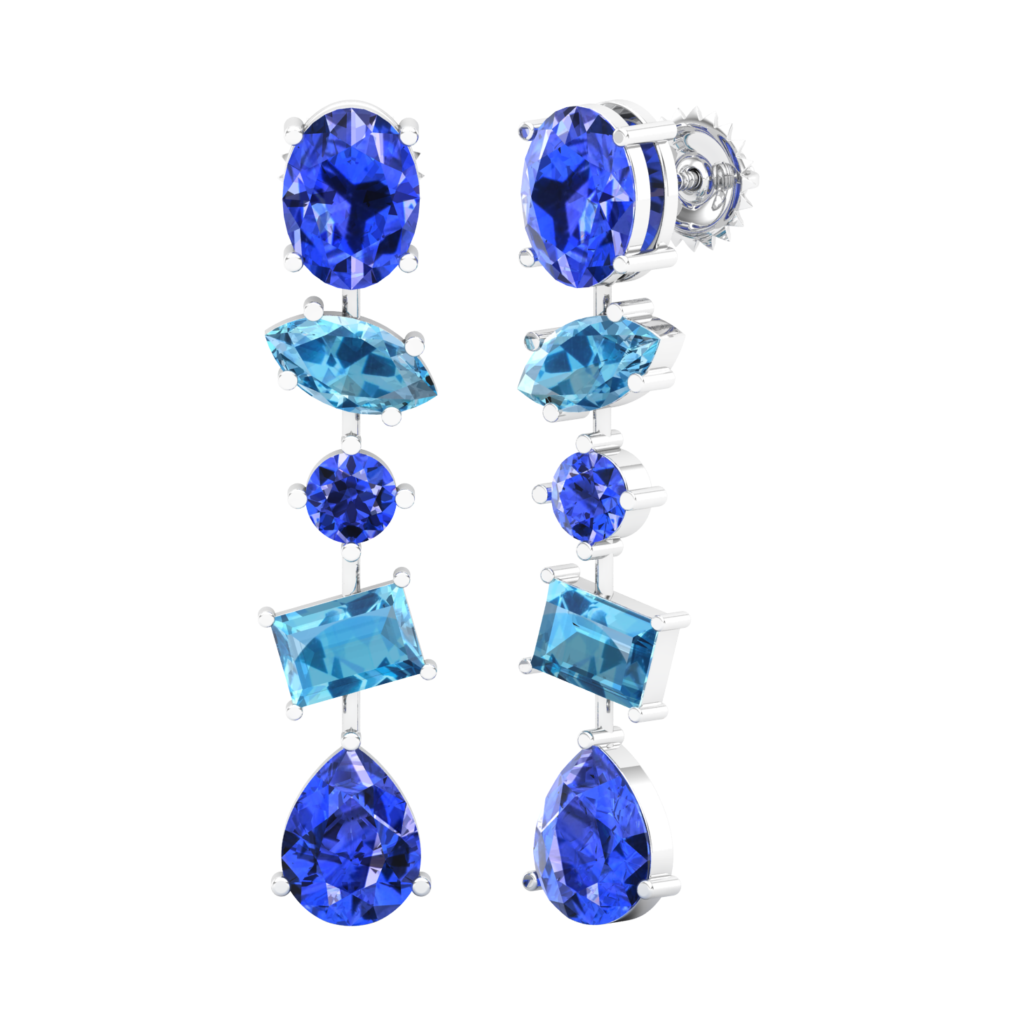 Maurya Crystals Drop Earrings with Sapphire and Topaz