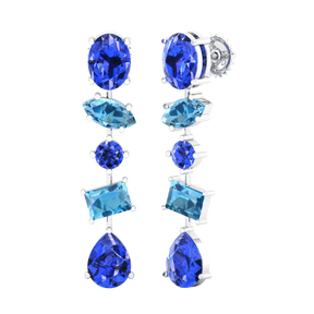 Maurya Crystals Drop Earrings with Sapphire and Topaz