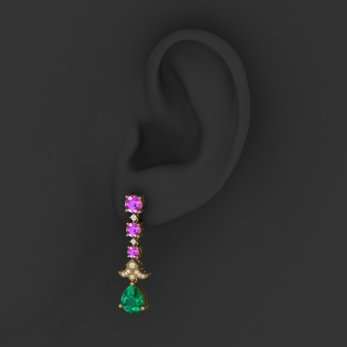 Maurya Citrine Chandelier Drop Earrings with Pink Amethyst and Diamonds