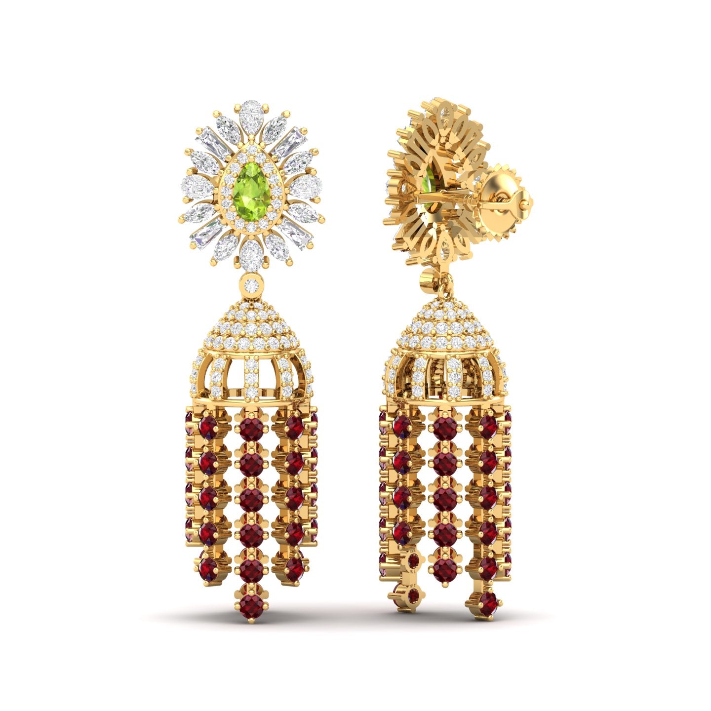 Maurya Dossal Chandelier Earrings with Peridot and Diamonds