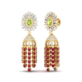 Maurya Dossal Chandelier Earrings with Peridot and Diamonds