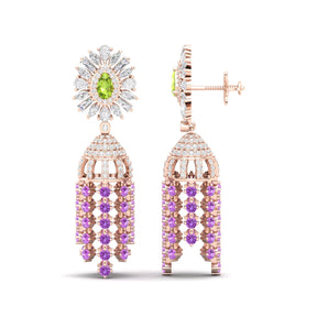 Maurya Dossal Chandelier Earrings with Peridot and Diamonds