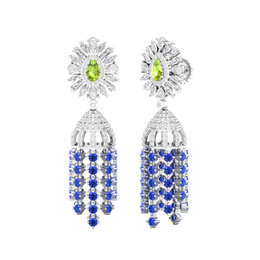 Maurya Dossal Chandelier Earrings with Peridot and Diamonds