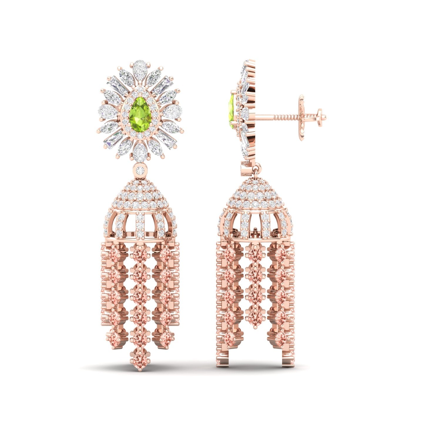 Maurya Dossal Chandelier Earrings with Peridot and Diamonds