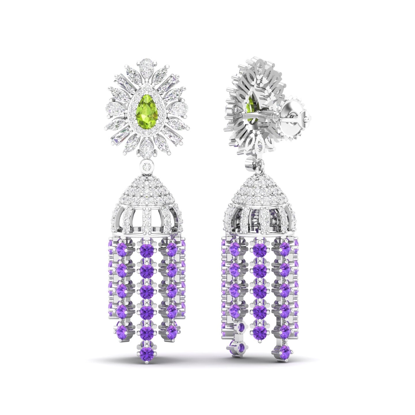 Maurya Dossal Chandelier Earrings with Peridot and Diamonds