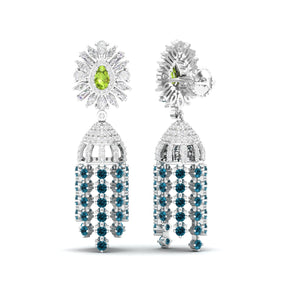 Maurya Dossal Chandelier Earrings with Peridot and Diamonds