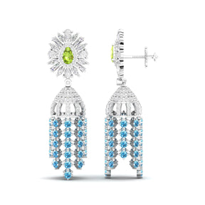 Maurya Dossal Chandelier Earrings with Peridot and Diamonds