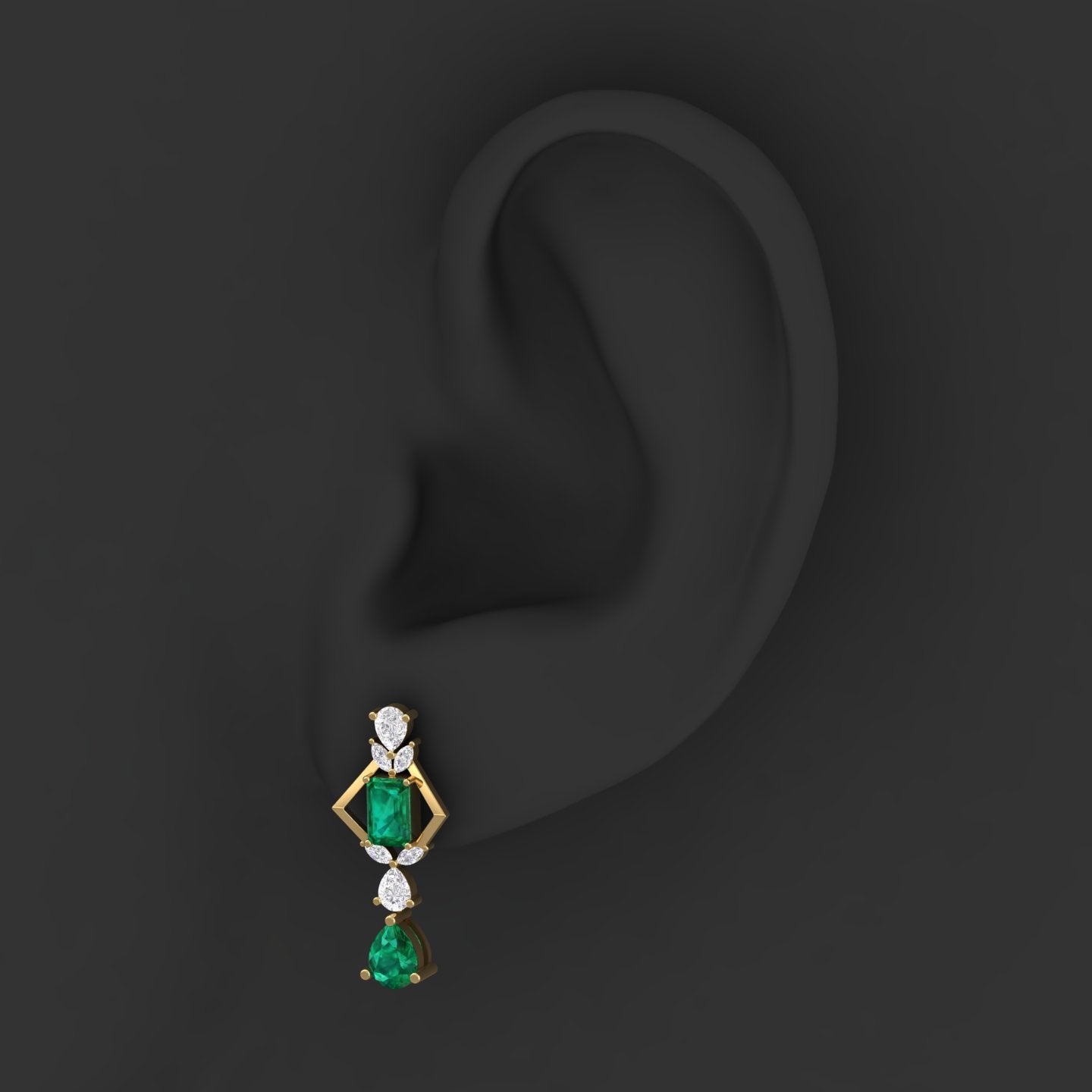 Maurya Emerald and Diamonds Artemis Drop Earrings