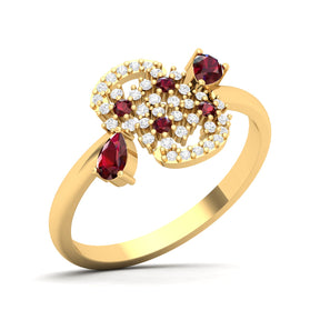 Maurya Bulbine Citrine Promise Ring with Accent Diamonds