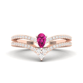 Maurya Diadem Morganite Chevron Engagement Ring with Accent Diamonds