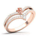 Maurya Diadem Morganite Chevron Engagement Ring with Accent Diamonds