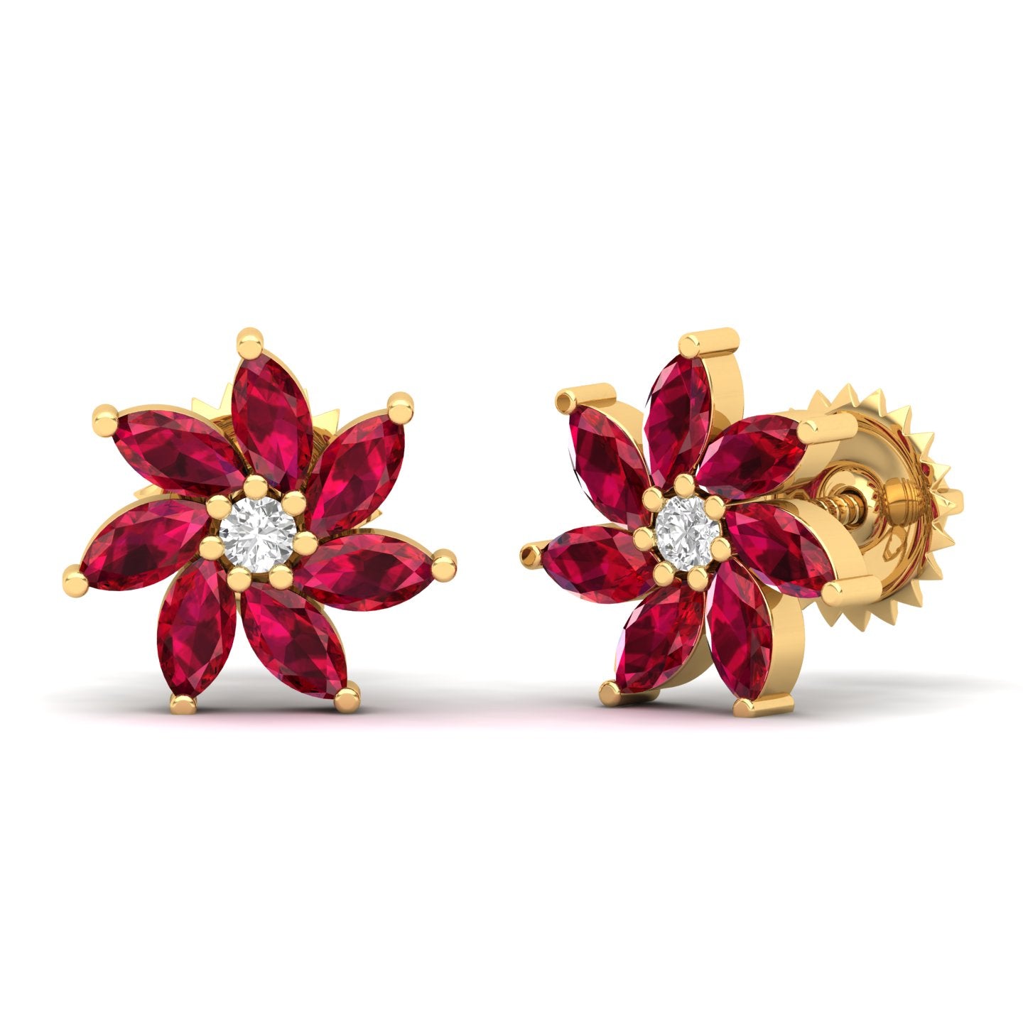 Maurya Frost Fire Ruby Stud Earrings with Diamond