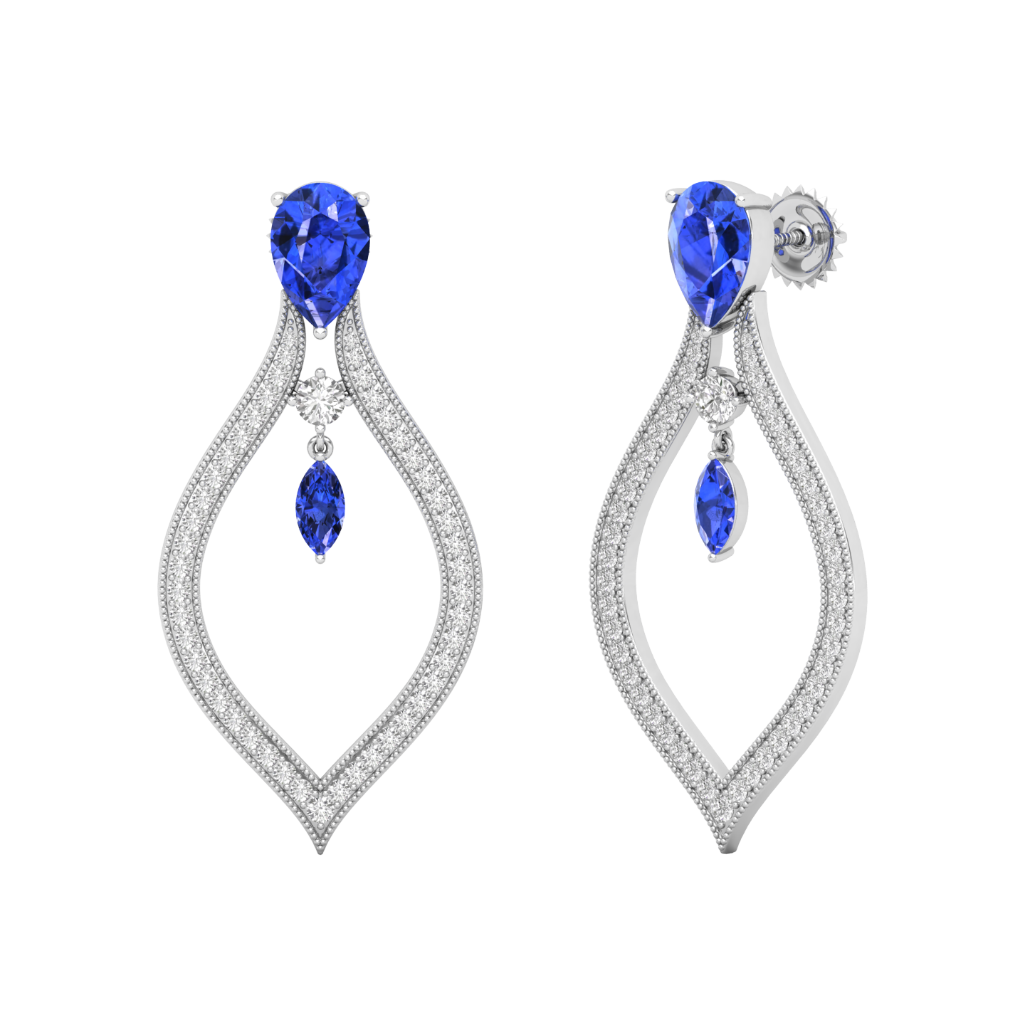 Maurya London Blue Topaz Essence of Life Push Back Earrings with Diamonds