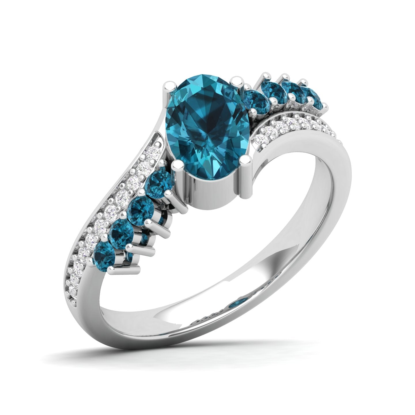 Maurya Solitaire Oval Blue Sapphire Color Splash Engagement Ring