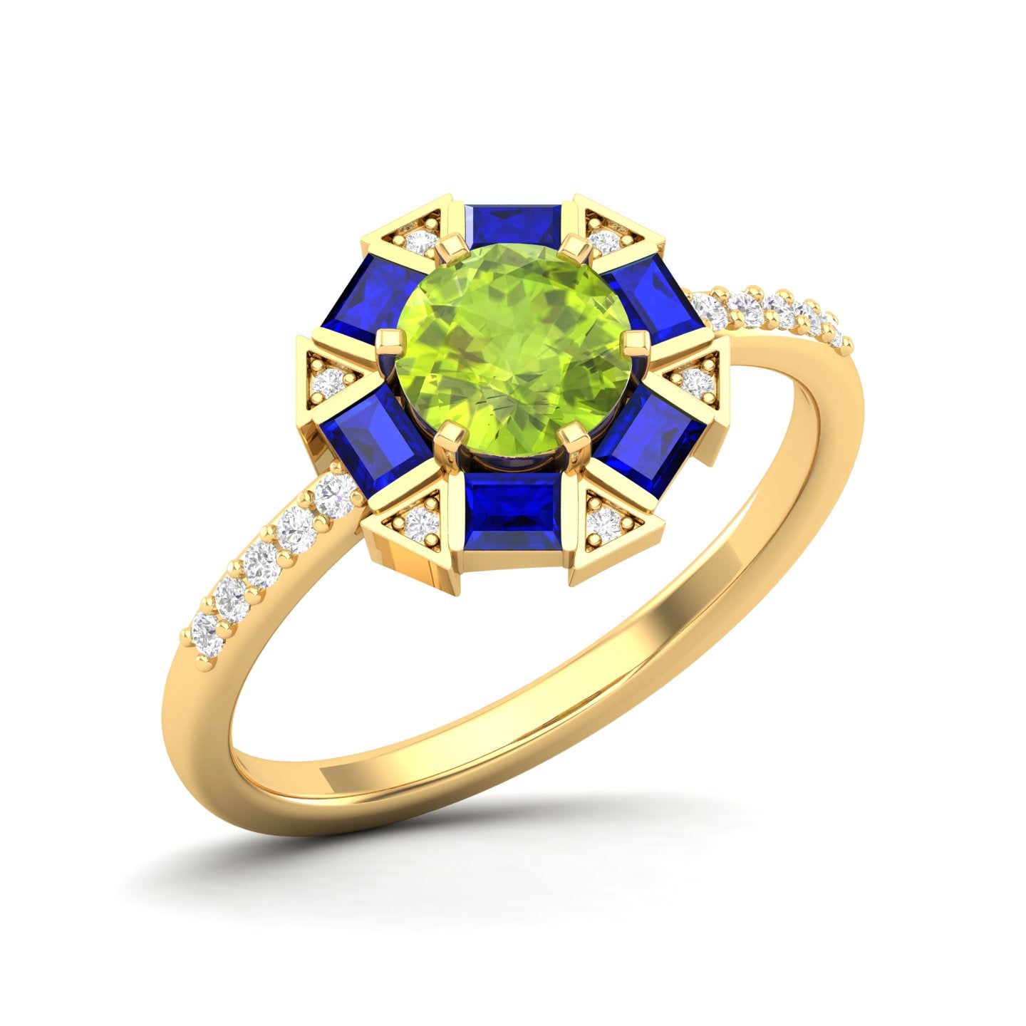 Maurya Oval Emerald Strain Tribe Engagement Ring with Diamond Halo