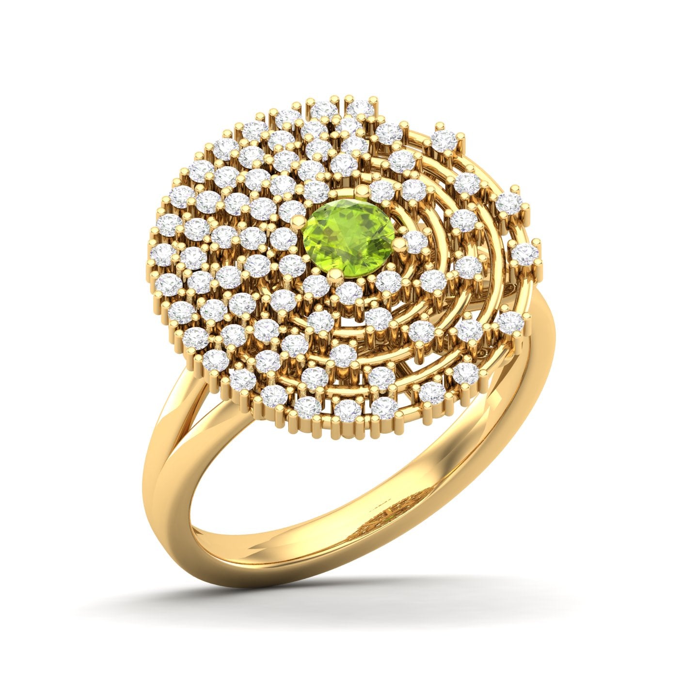 Maurya Prong Set Diamond and Emerald Inner Circle Cocktail Ring