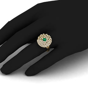 Maurya Prong Set Diamond and Emerald Inner Circle Cocktail Ring