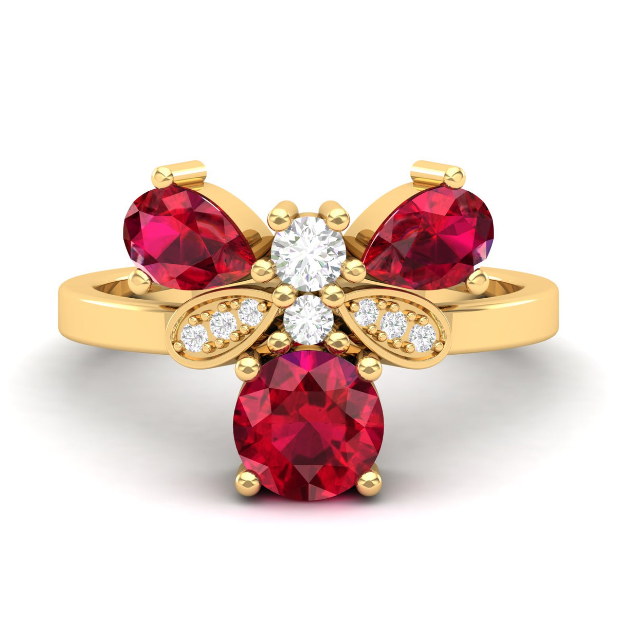 Maurya Colorfly Ruby Ring with Round Diamonds