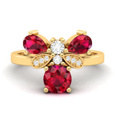 Maurya Colorfly Ruby Ring with Round Diamonds