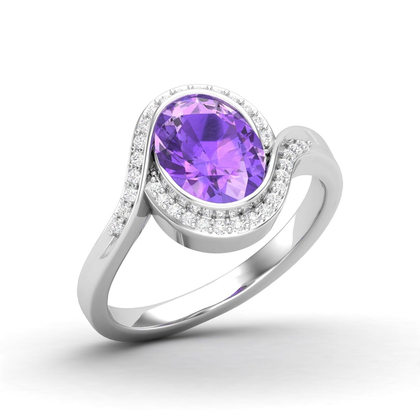 Maurya Tanzanite Harmony Engagement Ring with Diamond Halo