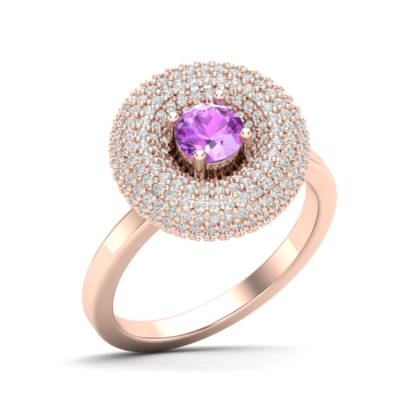 Maurya Ruby Winter Apple Promise Ring with Micro Pave Set Diamonds