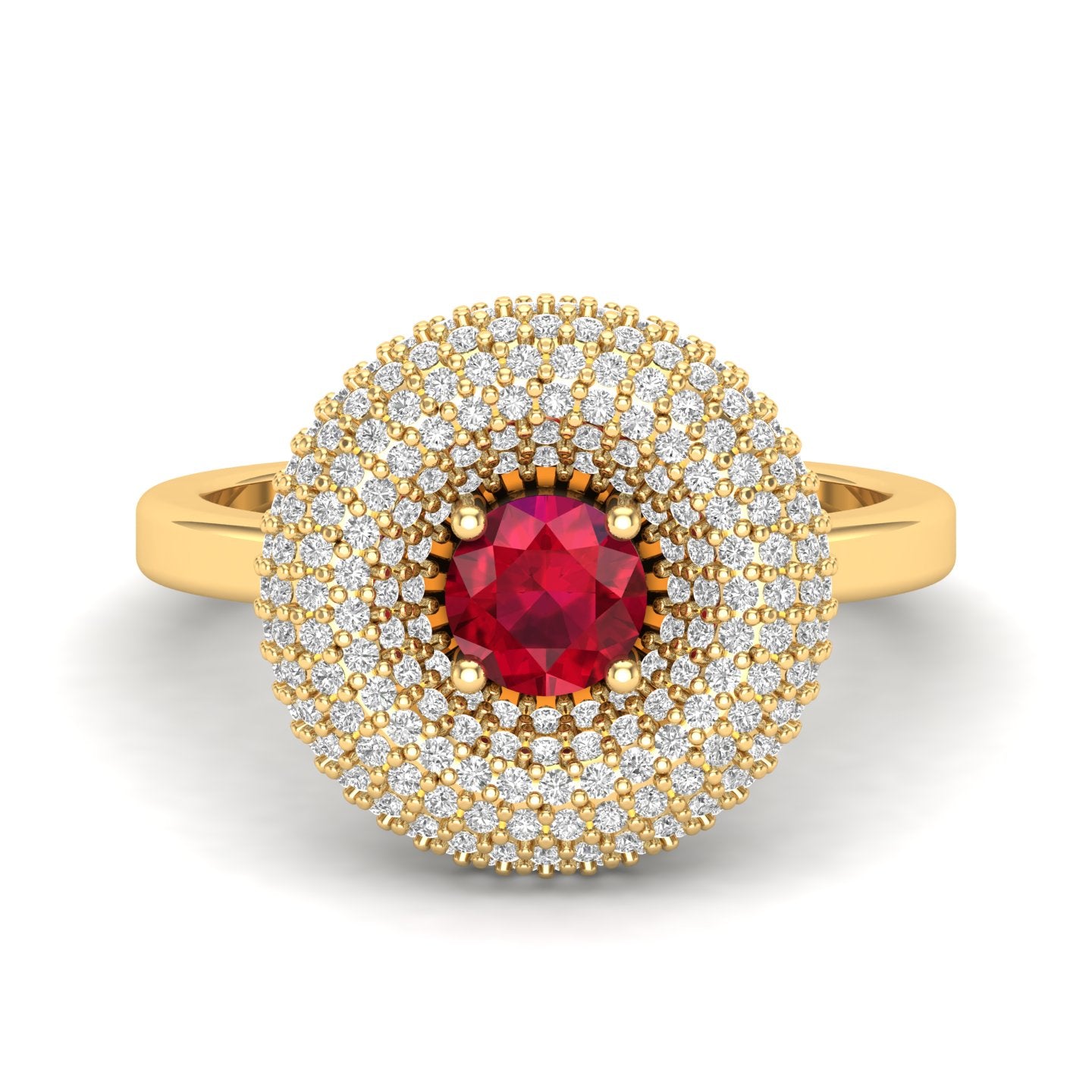 Maurya Ruby Winter Apple Promise Ring with Micro Pave Set Diamonds