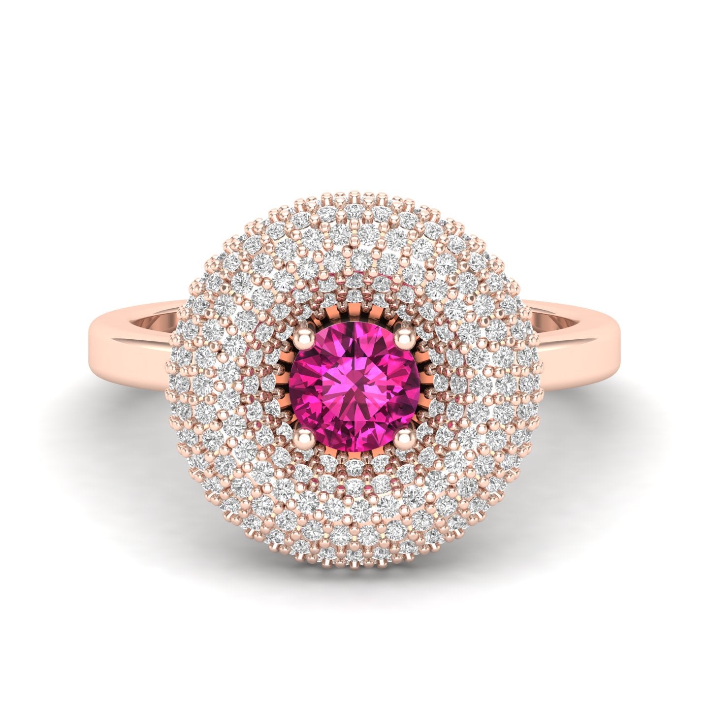 Maurya Ruby Winter Apple Promise Ring with Micro Pave Set Diamonds