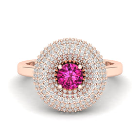 Maurya Ruby Winter Apple Promise Ring with Micro Pave Set Diamonds