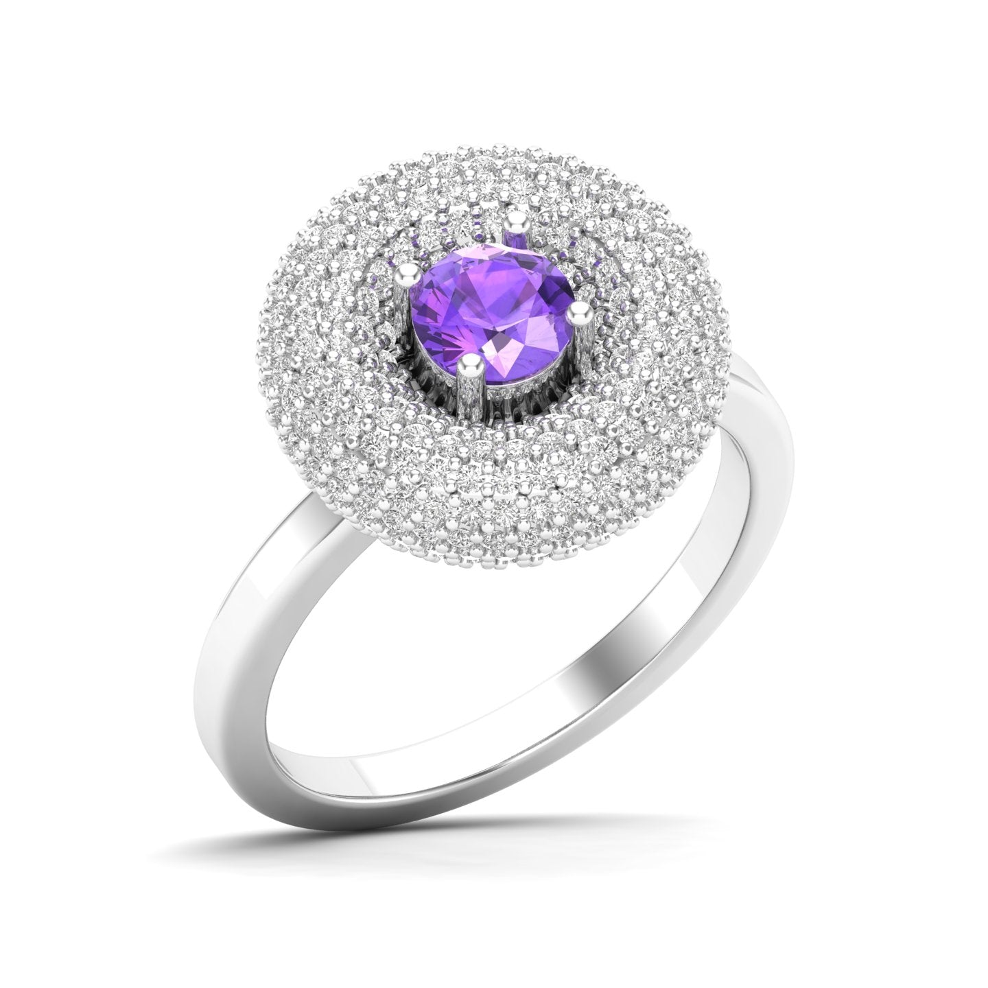 Maurya Ruby Winter Apple Promise Ring with Micro Pave Set Diamonds