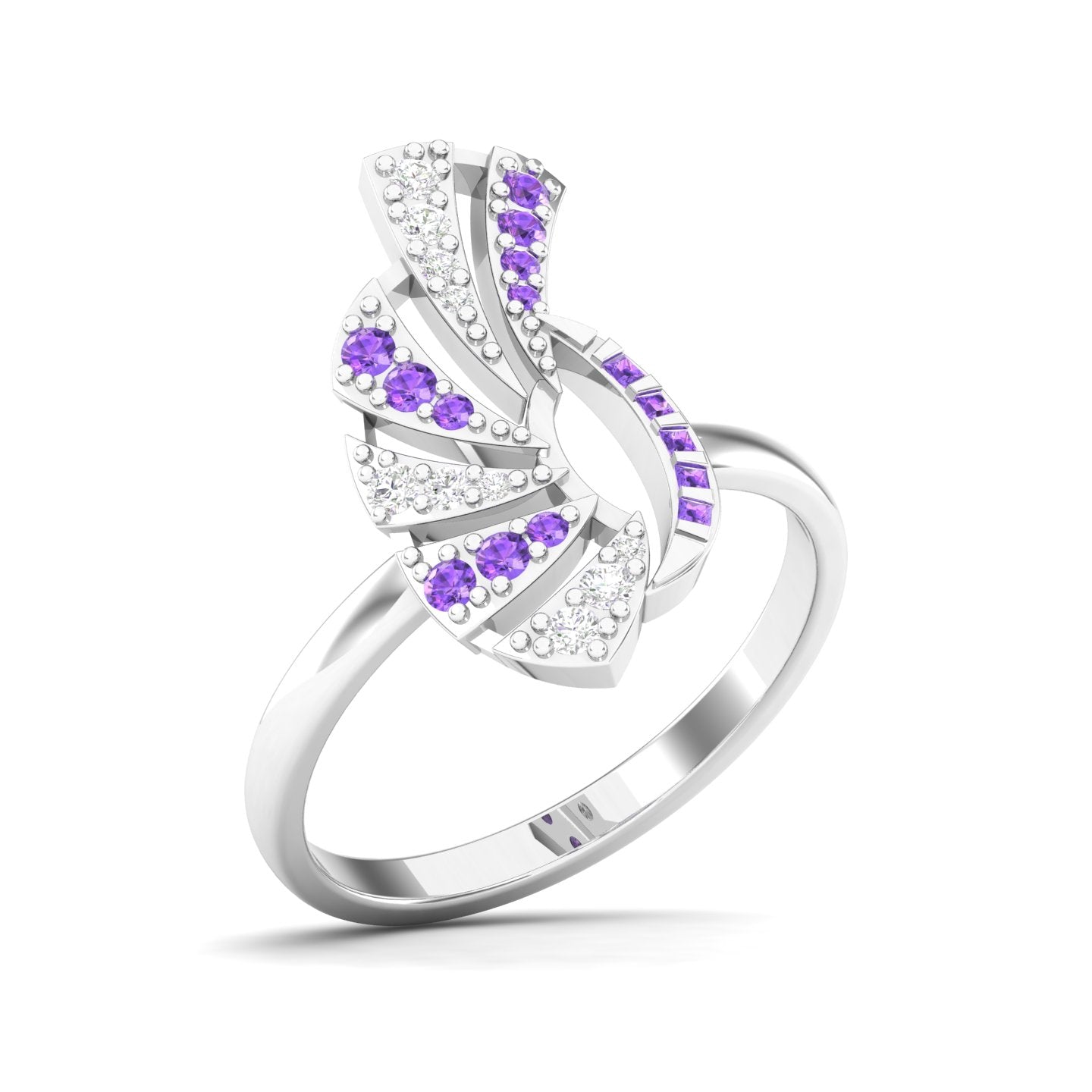 Maurya Amethysts with Pave-Set Diamonds Ascent Ring