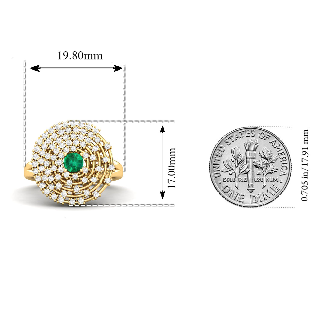 Maurya Prong Set Diamond and Emerald Inner Circle Cocktail Ring