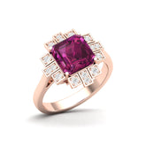 Maurya Asscher Cut Garnet Solitaire Firecracker Engagement Ring with Diamonds