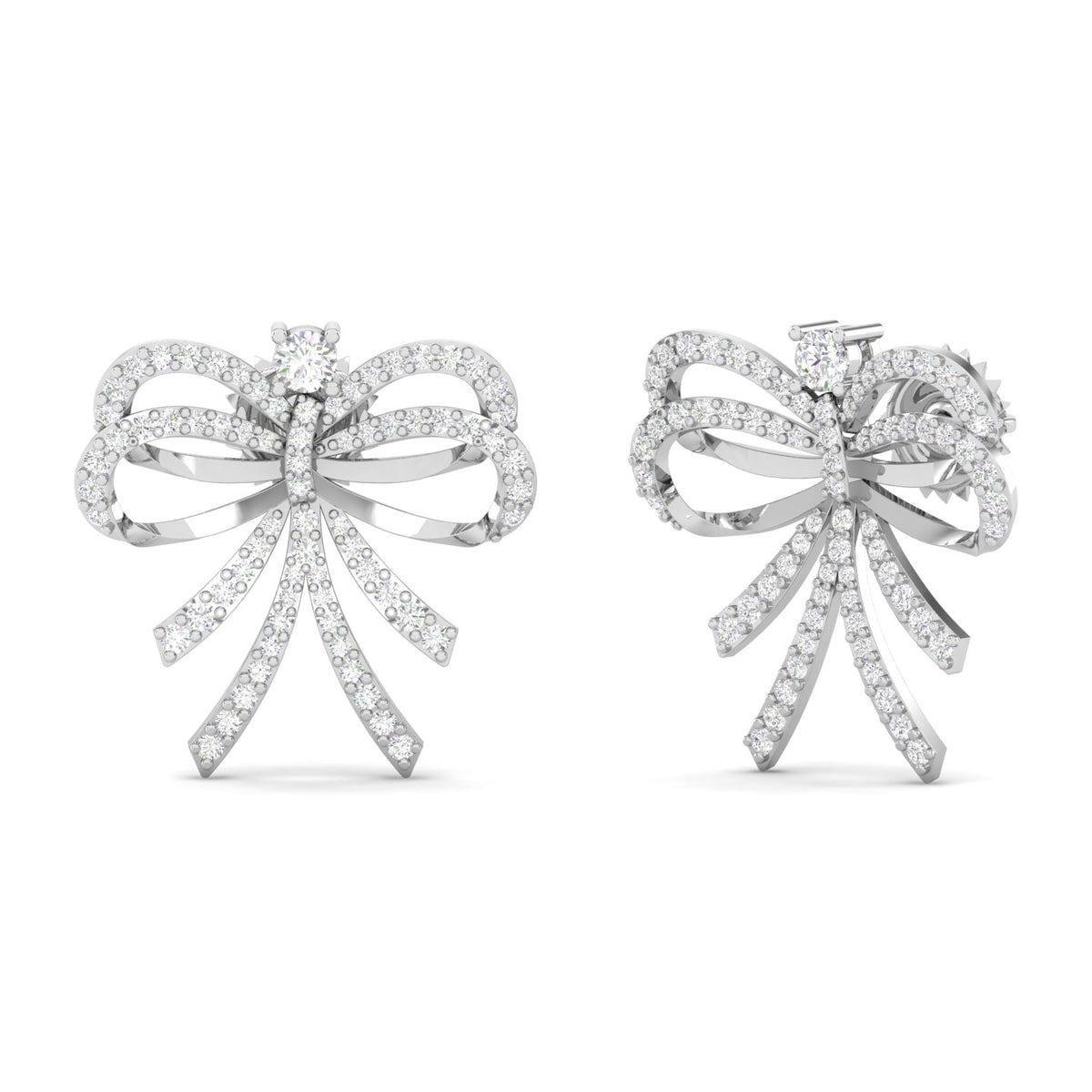 Maurya Bow-Style Bonsela Push Back Earrings with Diamonds