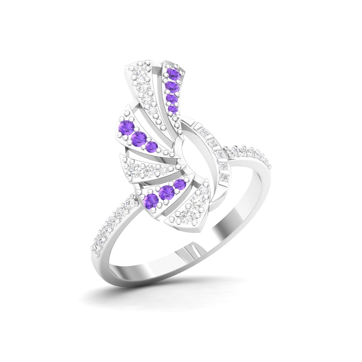 Maurya Amethysts with Pave-Set Diamonds Ascent Ring